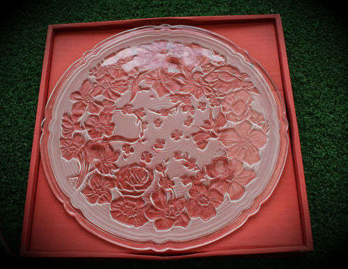 Sandblast ROMANCE ROSE Serving Platter 330mm made in Indonesia  still in box