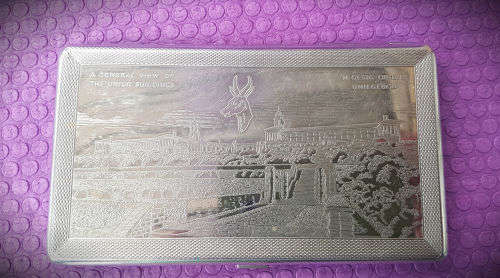 Vintage metal Cigarette Case -Uniegebou / Union Buildings made in Mayell England -143x86x10mm