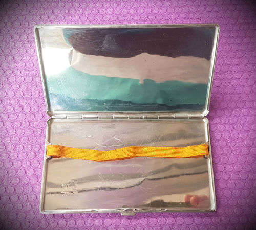 Vintage metal Cigarette Case -Uniegebou / Union Buildings made in Mayell England -143x86x10mm