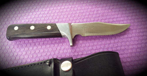Sterling Rustproof Fix blade Knife with Leather sheath .. Unused