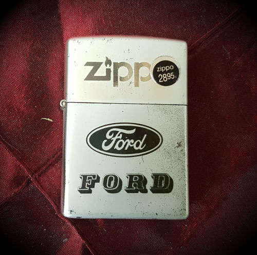 Zippo USA Lighter 2895 kit in box FORD Logo-Fluid leather sheath belt clip ..lighter still sealed