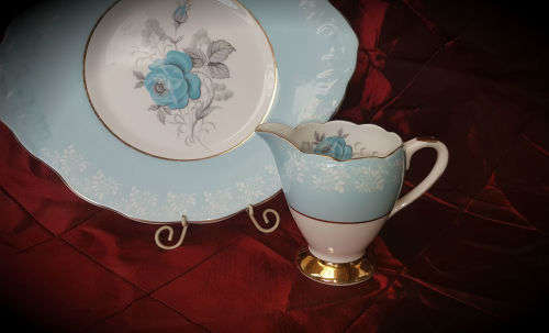 Imperial Fine Bone China -warranted 22 KT Gold Cake Plate and Creamer