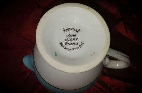 Imperial Fine Bone China -warranted 22 KT Gold Cake Plate and Creamer