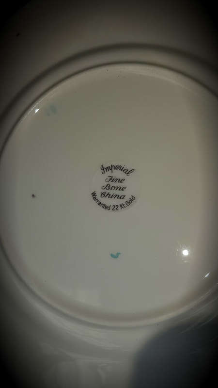 Imperial Fine Bone China -warranted 22 KT Gold Cake Plate and Creamer