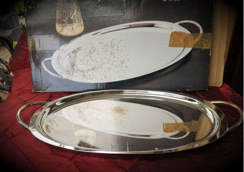 Elweco Oval Silver Plated tray 585x301mm-un-used still in packaging Housebrand-5 available