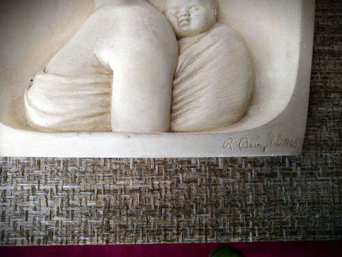 1968 Gesso Sculpture of Xhosa  mother and child  by Robert Bain well known SA artist. 1.85kg