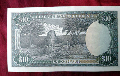 Uncirculated 3rd December 1975 Rhodesia Ten Dollar Note- Perfect Condition-Rhodes as watermark
