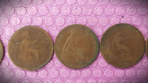 6 Circulated one pennys 1890's