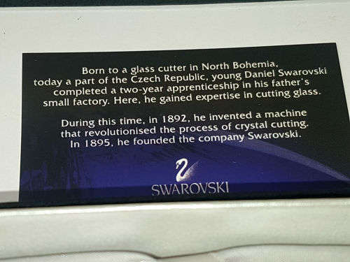 Swarovski Black Ballpoint pen with Crystal in Origanal Box.Hirsch's Logo. ink is still ok