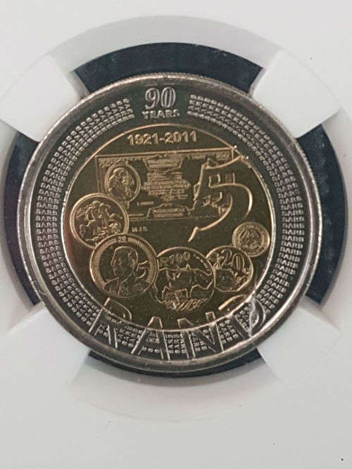 2011 South Africa 5 Rand Mandela 90th anniversary NGC MS66 graded Coin