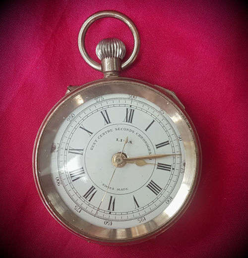 1800's Antique Swiss Made Liga Best Centre Seconds Chronograph Pocket watch- working