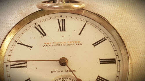 Antique Sterling Silver The Victor Lever J.G.Graves Sheffield Swiss made Pocket watch ..not running