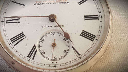 Antique Sterling Silver The Victor Lever J.G.Graves Sheffield Swiss made Pocket watch ..not running
