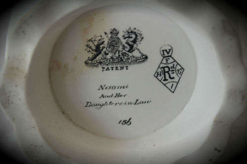 Antique 1847 Samual Alcock & Son Naomi & Her Daughters-In-Law Lavender Parian Jug-Repaired