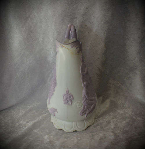Antique 1847 Samual Alcock & Son Naomi & Her Daughters-In-Law Lavender Parian Jug-Repaired