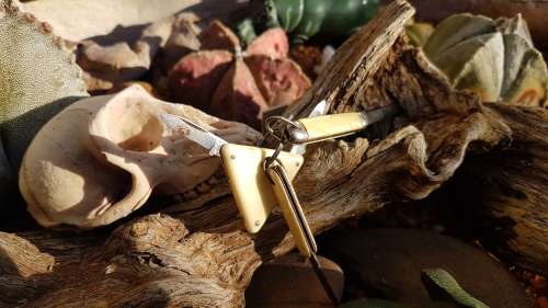 3 old small Keyring folding knifes 1x Richards sheffield , 1x Inter Italy Tri-angle 2 blade Knife a.