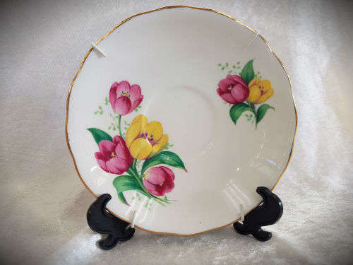 Crown Royal Saucer E469 -Bone China made in England -141mm -with wire wall Hanger