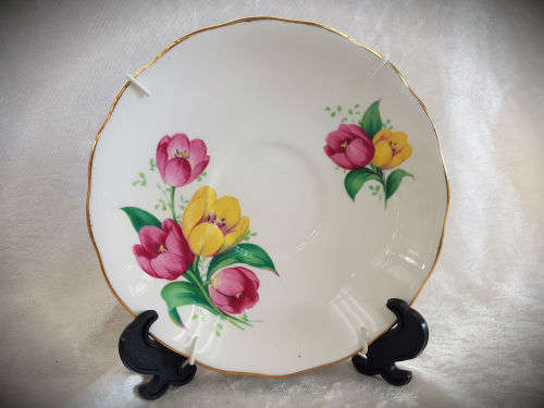 Crown Royal Saucer E469 -Bone China made in England -141mm -with wire wall Hanger