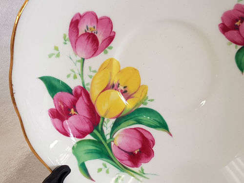 Crown Royal Saucer E469 -Bone China made in England -141mm -with wire wall Hanger
