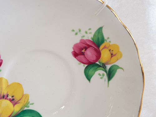 Crown Royal Saucer E469 -Bone China made in England -141mm -with wire wall Hanger