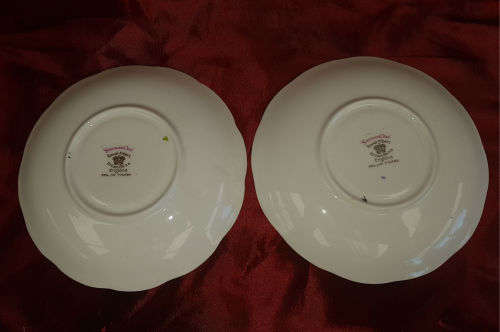 2 Vintage Royal Albert "Greenwood Tree" Crown China Saucers - Reg Nr. 774783-