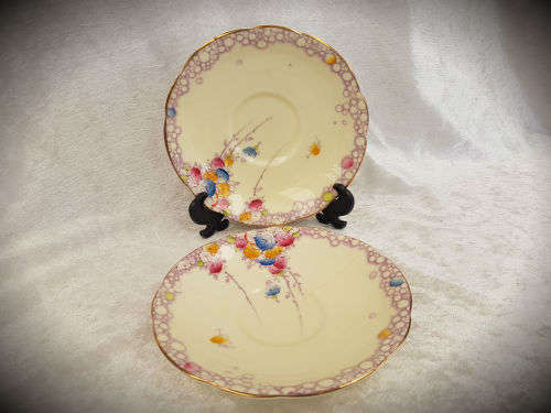 2 x Vintage Paragon Summer Roses Fine China Replacement Saucers 140mm