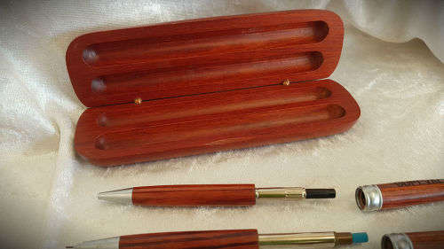 Hand Made wooden Pen And Pencil set in wooden Box (Rosewood)-Supavac engraved