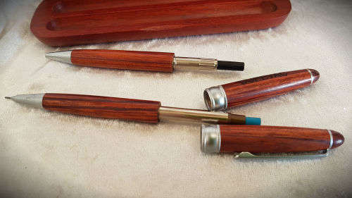 Hand Made wooden Pen And Pencil set in wooden Box (Rosewood)-Supavac engraved