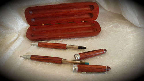 Hand Made wooden Pen And Pencil set in wooden Box (Rosewood)-Supavac engraved