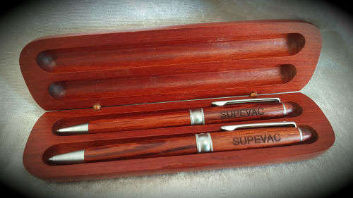 Hand Made wooden Pen And Pencil set in wooden Box (Rosewood)-Supavac engraved