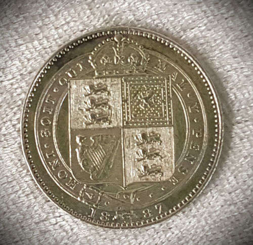 1887 United Kingdom .925 SILVER 6 Pence - Victoria 2nd portrait; 1st reverse