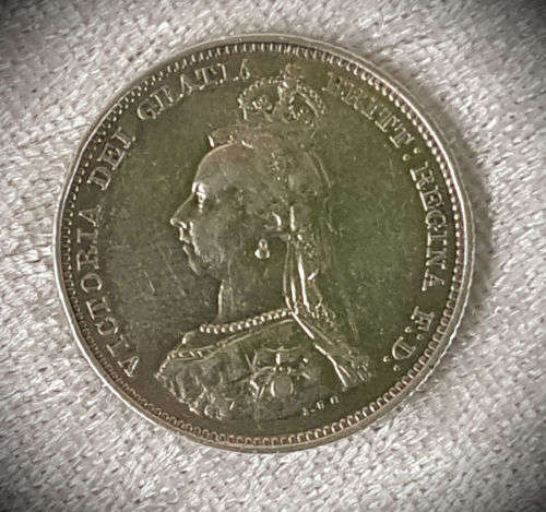 1887 United Kingdom .925 SILVER 6 Pence - Victoria 2nd portrait; 1st reverse