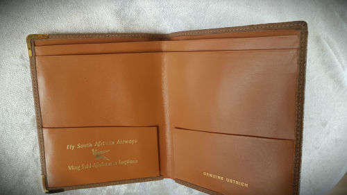 AS New-  Genuine Ostrich Leather Wallet -Fly SAA -Vlieg SAL -never been Used