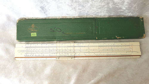 Vintage Faber-Castell 1/28 Super Business slide rule made in Germany-Plastic case with clamshell lid