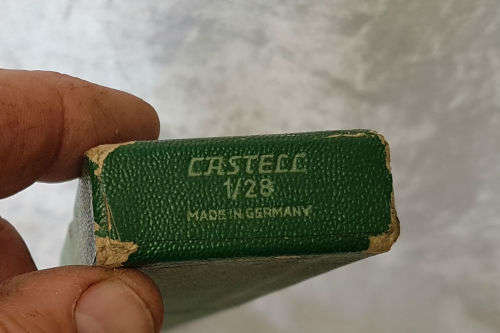 Vintage Faber-Castell 1/28 Super Business slide rule made in Germany-Plastic case with clamshell lid