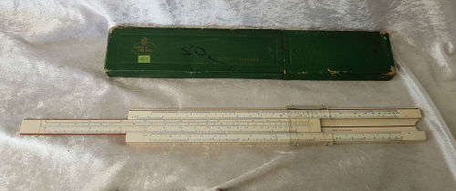Vintage Faber-Castell 1/28 Super Business slide rule made in Germany-Plastic case with clamshell lid
