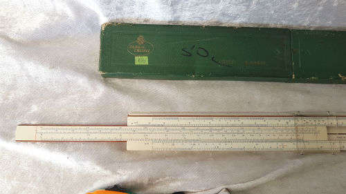 Vintage Faber-Castell 1/28 Super Business slide rule made in Germany-Plastic case with clamshell lid