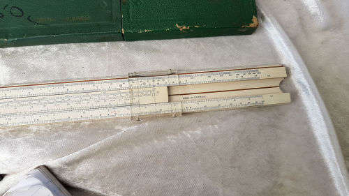 Vintage Faber-Castell 1/28 Super Business slide rule made in Germany-Plastic case with clamshell lid