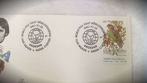 1980 World Title Fight FDC Bophupatswana Gerrie Coetzee VS Mike Weaver 1st day Cover