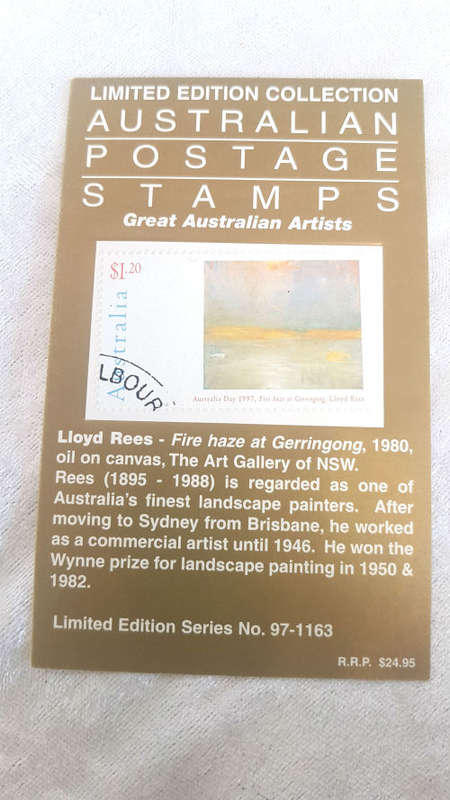 Limited edition No 97 of only 1163 Collection Australian Postage Stamp-Great Australian Artist
