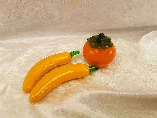 3 Murano vegatables / Fruit 88x25mm and 50x45mm
