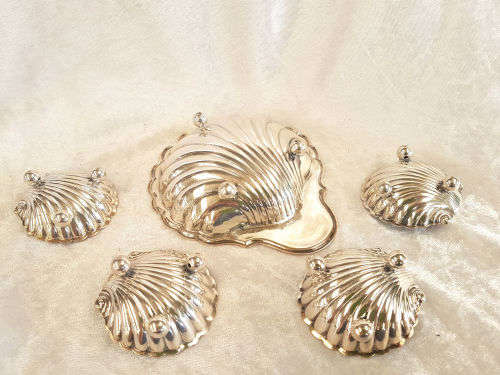5 pc EPNS (Silver Plated) tray set - Made in England 1 x 140mm 4x 60mm