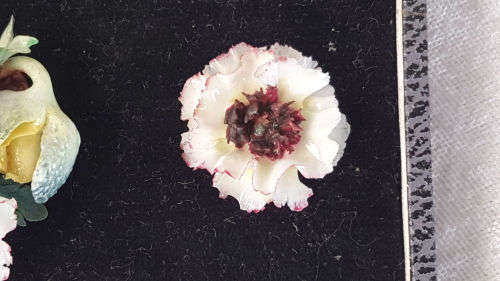 Vintage Royal Crown Derby Porcelain Earings and Brooch set in origanal box -made in England