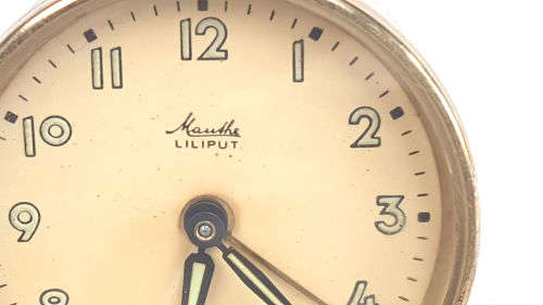 Vintage Mauthe Liliput clock - Made in Germany -Not running but alarm is working - 70x60x36mm