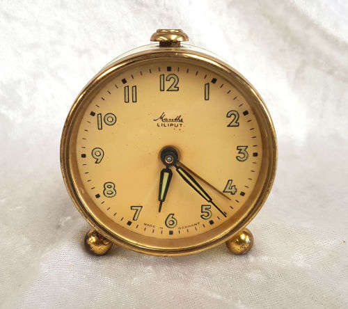 Vintage Mauthe Liliput clock - Made in Germany -Not running but alarm is working - 70x60x36mm