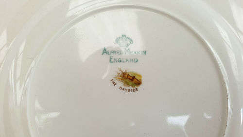 6 x 1950's Alfred Meakin "THE HAYRIDE " Pattern Dinner Plates -255mm