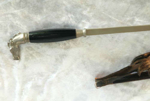 1800's Victorian Walking stick Sword with Leather Sheath - Horse Head White Metal Handle 730mm