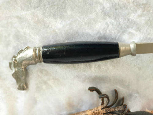 1800's Victorian Walking stick Sword with Leather Sheath - Horse Head White Metal Handle 730mm