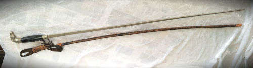 1800's Victorian Walking stick Sword with Leather Sheath - Horse Head White Metal Handle 730mm