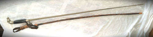 1800's Victorian Walking stick Sword with Leather Sheath - Horse Head White Metal Handle 730mm